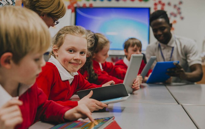 Group of primary school students using Mathletics