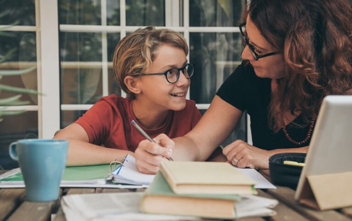 Parent homeschooling their child