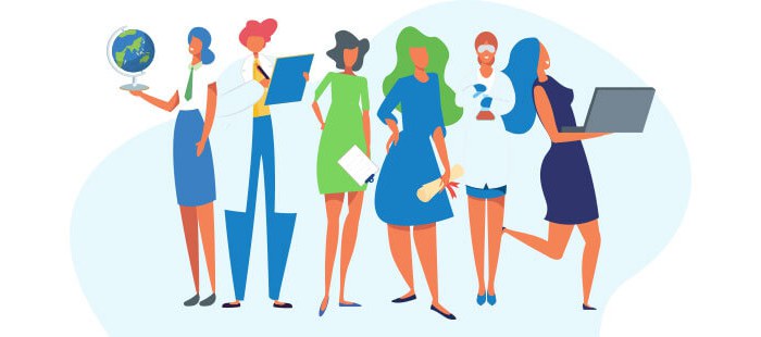 Women in different STEM jobs